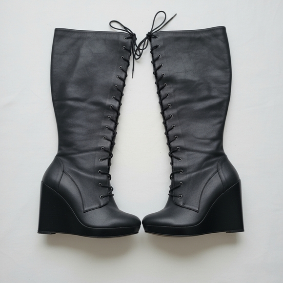 torrid Shoes - Torrid Knee High Lace Up Wedge Combat Boot Sz 11W